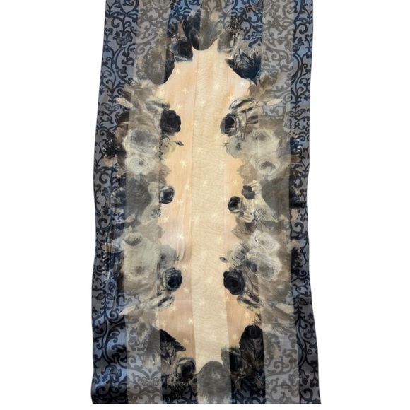 Christian Dior John Galliano silk Women's Floral Scarf - Blue, gray, Cream 60” - Picture 8 of 11